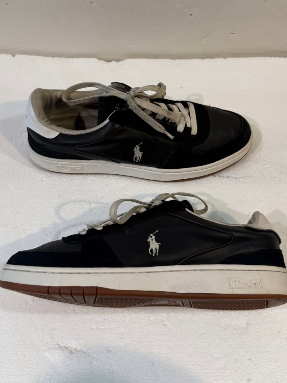 POLO RALPH LAUREN Court Leather Suede Shoes Sneakers Black Mens Size 12 Vintage